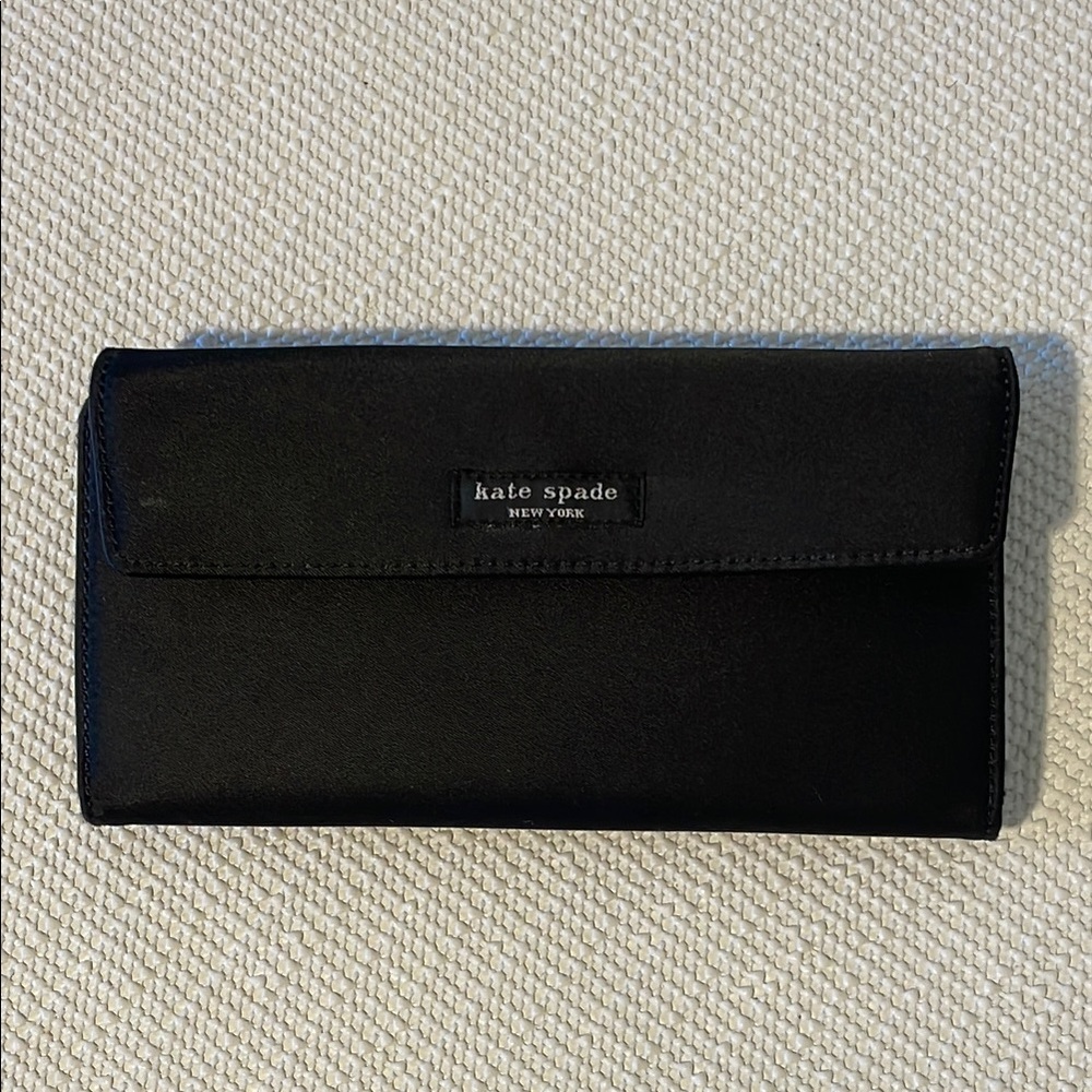 Kate Spade Elegant Black satin Clutch.